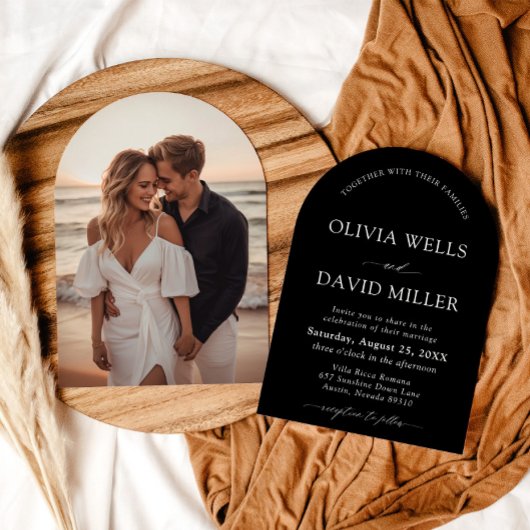 Arch Modern Zwart-wit minimalistische bruiloft Kaart