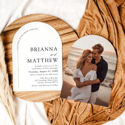 Arch Modern Zwart-wit minimalistische bruiloft Kaart