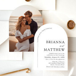 Arch Modern Zwart-wit minimalistische bruiloft Kaart