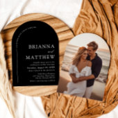 Arch Modern Zwart-wit minimalistische bruiloft Kaart