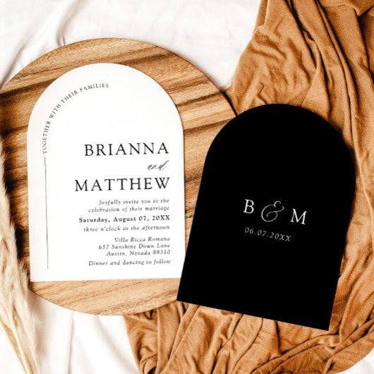 Arch Modern Zwart-wit minimalistische bruiloft Kaart