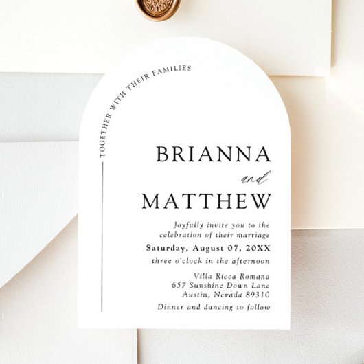 Arch Modern Zwart-wit minimalistische bruiloft Kaart