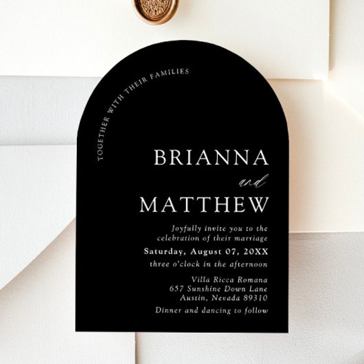 Arch Modern Zwart-wit minimalistische bruiloft Kaart