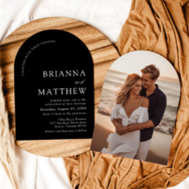 Arch Modern Zwart-wit minimalistische bruiloft Kaart