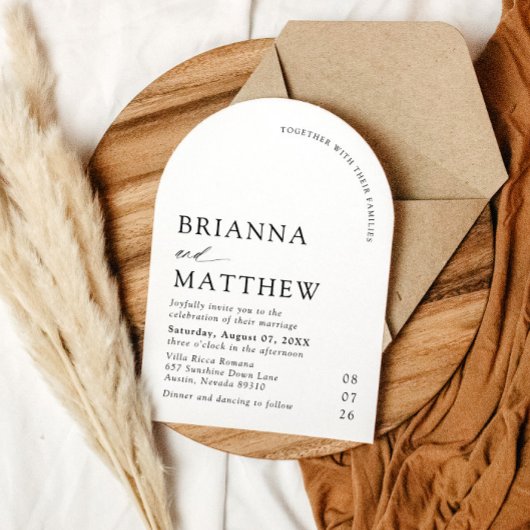 Arch Modern Zwart-wit minimalistische bruiloft Kaart