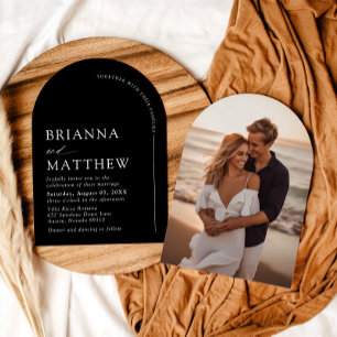 Arch Modern Zwart-wit minimalistische bruiloft Kaart