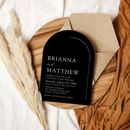 Arch Modern Zwart-wit minimalistische bruiloft Kaart