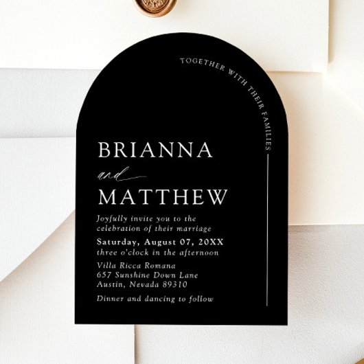 Arch Modern Zwart-wit minimalistische bruiloft Kaart