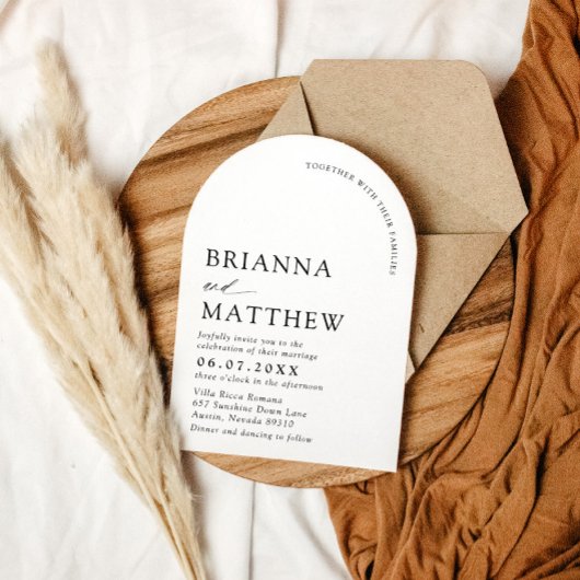 Arch Modern Zwart-wit minimalistische bruiloft Kaart