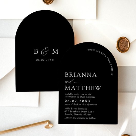 Arch Modern Zwart-wit minimalistische bruiloft Kaart
