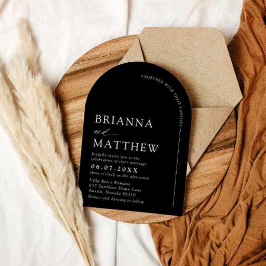 Arch Modern Zwart-wit minimalistische bruiloft Kaart