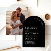 Arch Modern Zwart-wit minimalistische bruiloft Kaart