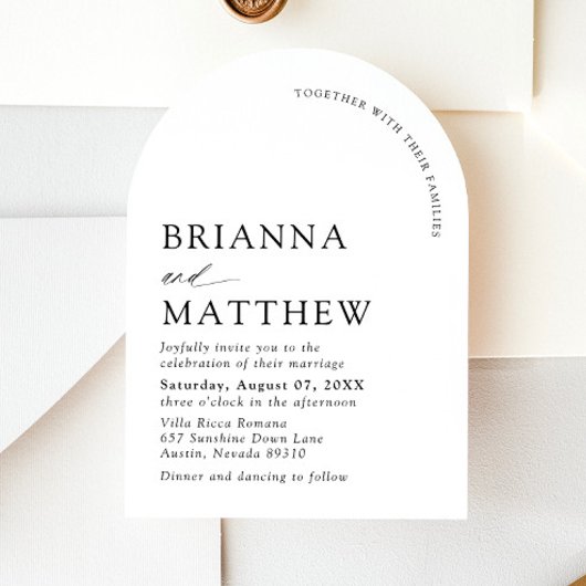 Arch Modern Zwart-wit minimalistische bruiloft Kaart