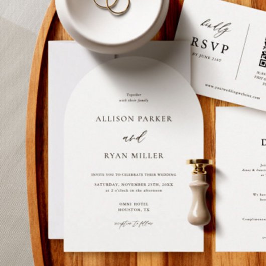 Arch Moderne kalligrafie Eenvoudige bruiloft Kaart