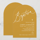 Arch Moderne Minimalistische Mosterd Geel Doopsel Kaart (Voorkant / Achterkant)