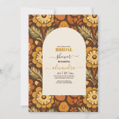 Arch Moderne Retro 70er Bloemen Bruidsdouche Kaart (Voorkant)