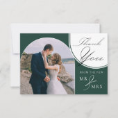 Arch Multi Foto Elegante Kalligrafie Smaragd Groen Bedankkaart (Voorkant)