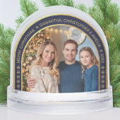 Arch Navy Blue Faux Gold Christmas Family Photo  Sneeuwbol