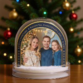Arch Navy Blue Faux Gold Christmas Family Photo  Sneeuwbol