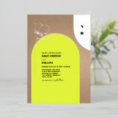 Arch Neon Floral Monogram Folie Uitnodiging (Staand Voorkant)