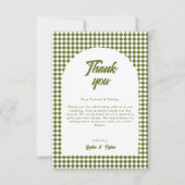 Arch Olive green Minimalist Retro Checker Wedding Bedankkaart (Voorkant)