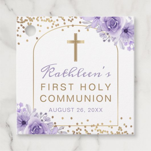 Arch Paars Gold Floral First Community Hartelijk d Bedankjes Labels (Voorkant)