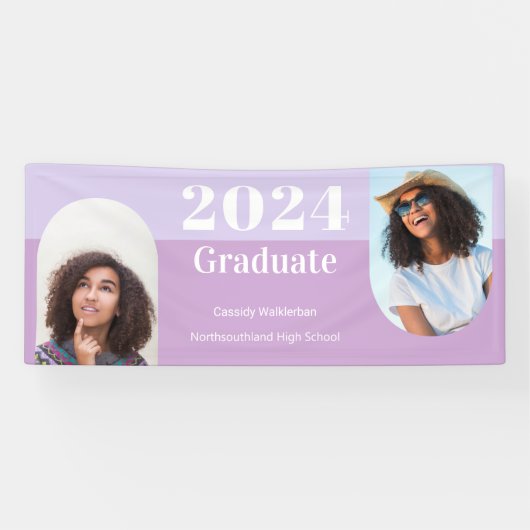 Arch Paars Two Photo Afstuderen Spandoek (Horizontaal)
