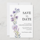 Arch Paarse Wildflower Bruiloft Save The Date Kaart (Achterkant)