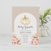Arch Pampas Grass White Pumpkin Baby Sprinkle  Kaart (Staand voorkant)
