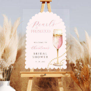 Arch Parels en Prosecco Roze Bruidsdouche Acryl Bord
