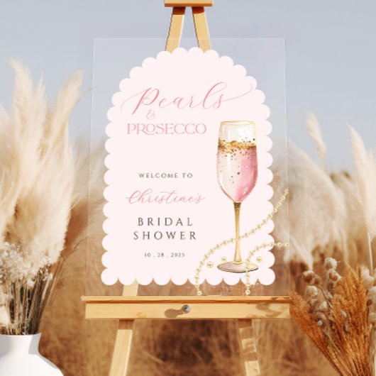 Arch Parels en Prosecco Roze Bruidsdouche Acryl Bord