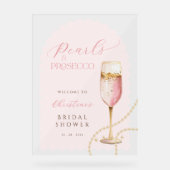 Arch Parels en Prosecco Roze Bruidsdouche Acryl Bord (Voorkant)