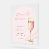 Arch Parels en Prosecco Roze Bruidsdouche Acryl Bord (Hoek)