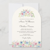arch Pastel Floral Wreath Wedding Invitation Kaart (Voorkant)