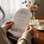 arch Pastel Floral Wreath Wedding Invitation Kaart