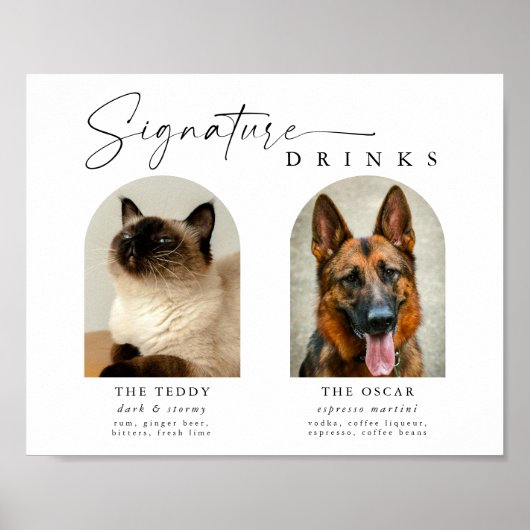 Arch Pet Foto Handtekening Drinken Trouwbar Teken Poster (Voorkant)