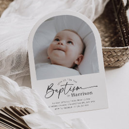 Arch Photo Baptism Invitation Kaart