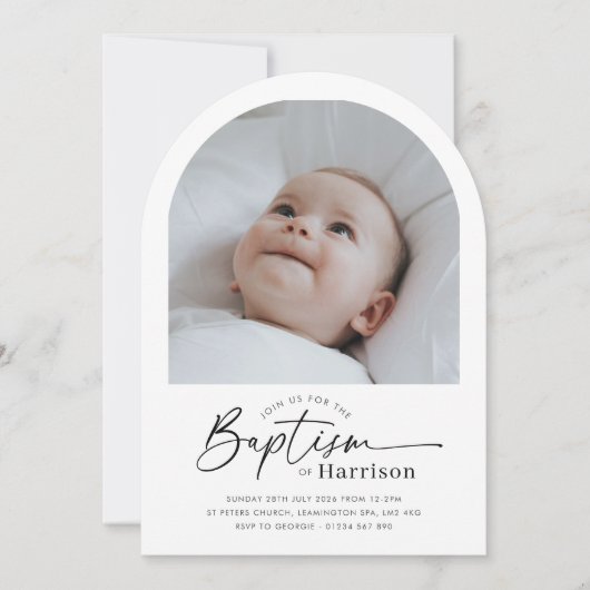 Arch Photo Baptism Invitation Kaart (Voorkant)