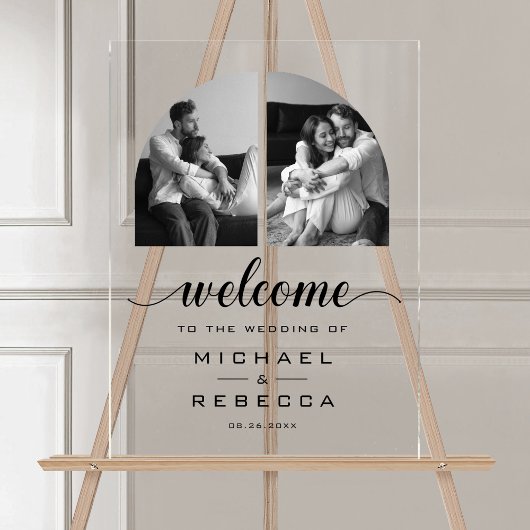 Arch Photo Black Wedding Welcome Acryl Bord