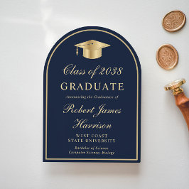 Arch Photo Blue Gold Afstuderen aangekondigd Kaart