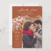 Arch Photo Botanical Foliage Terracotta Save The Date (Voorkant)