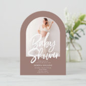 Arch Photo Brush Kalligrafie Baby shower Kaart (Staand voorkant)
