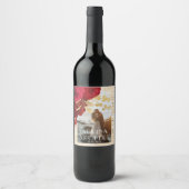 Arch Photo Burgund Floral Botanical Wedding Wijn Etiket (Voorkant)