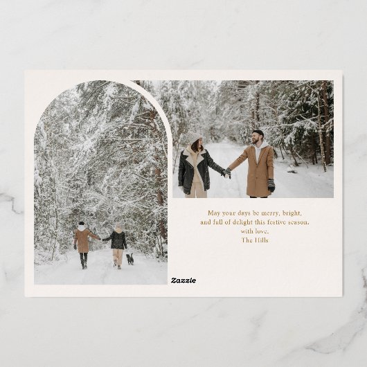 Arch Photo Collage  Ivoor Folie Feestdagenkaart (Achterkant)