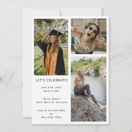 Arch Photo Collage Zwart Wit Afstuderen Kaart (Achterkant)