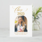 Arch Photo Elegant Gold Script Afstudeerfeest Kaart (Staand voorkant)