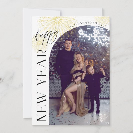Arch Photo Fireworks Happy New Year Holiday Card Kaart (Voorkant)