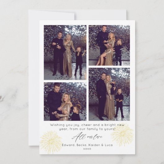 Arch Photo Fireworks Happy New Year Holiday Card Kaart (Achterkant)