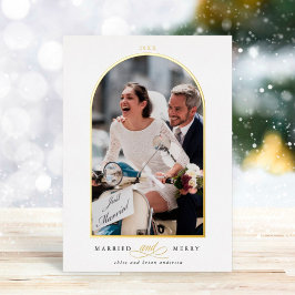 Arch Photo Married and Merry Folie Holiday Card Folie Uitnodiging