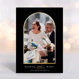 Arch Photo Married and Merry Folie Holiday Card Folie Uitnodiging